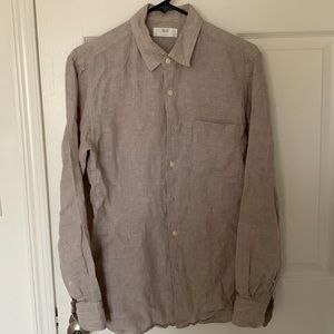 Uniqlo Beige 100% Linen Shirt